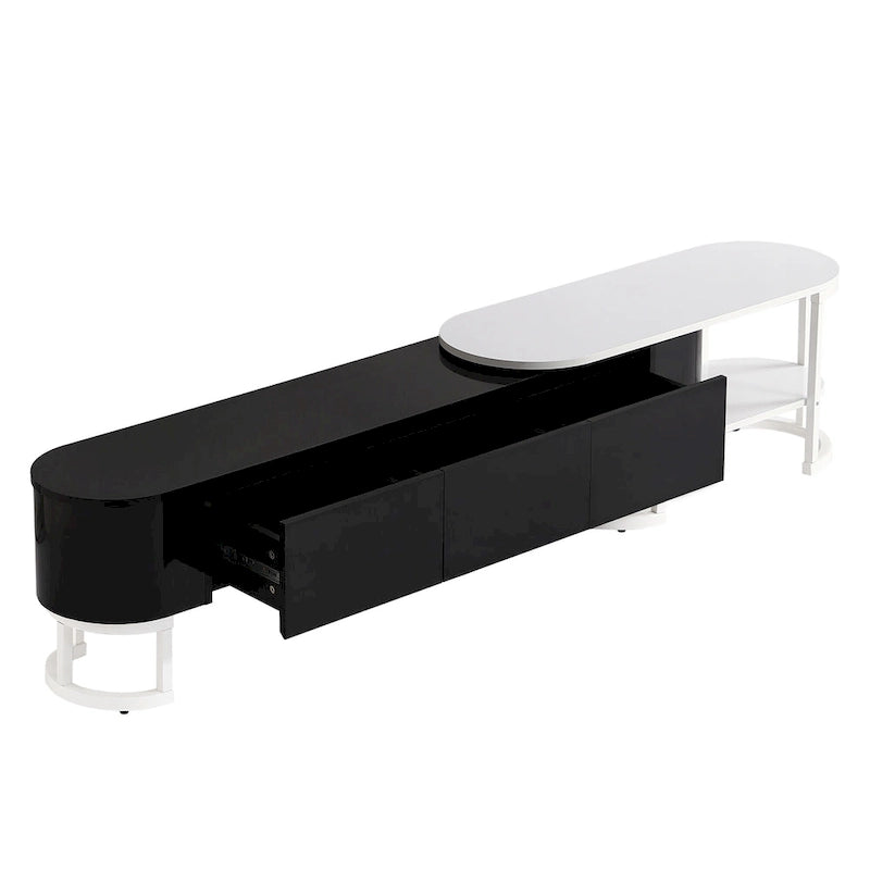 67.7-76.4Extendable TV Stand for TVs up to 75 Inches,Entertainment Center Media Console with 3 Drawers,Metal Adjustable Legs