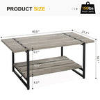 41 Large 2-Tier Industrial Wood Coffee Table with Storage Shelf
