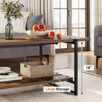 41 Large 2-Tier Industrial Wood Coffee Table with Storage Shelf