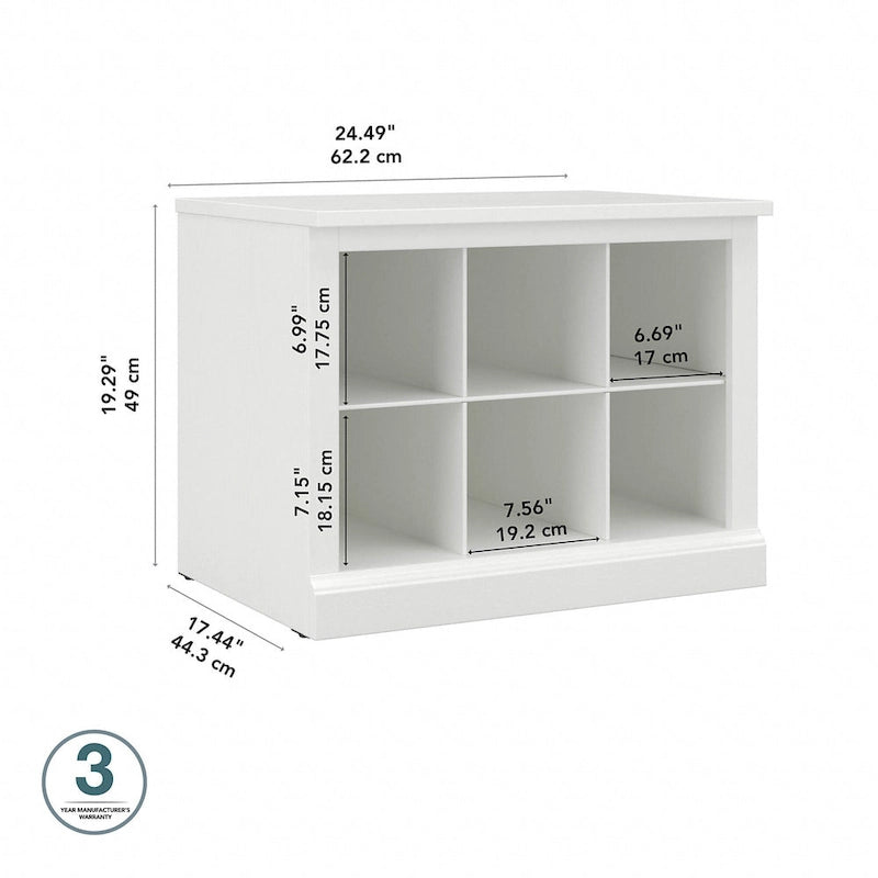 Woodland 24W Small Shoe Bench with Shelves by Bush Furniture
