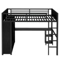 Full XL Size Loft Bed Frame with Built-in Wardrobe
