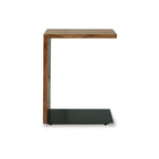 Accent Table, Solid Wood C Shape Design, 18 Inch, Dark Brown