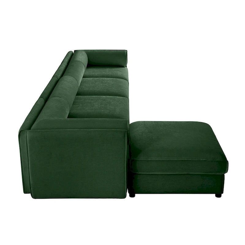 142.5 Chenille Upholstered L-Shaped Modular Sectional Sofa with Storage Seat, DIY Combination