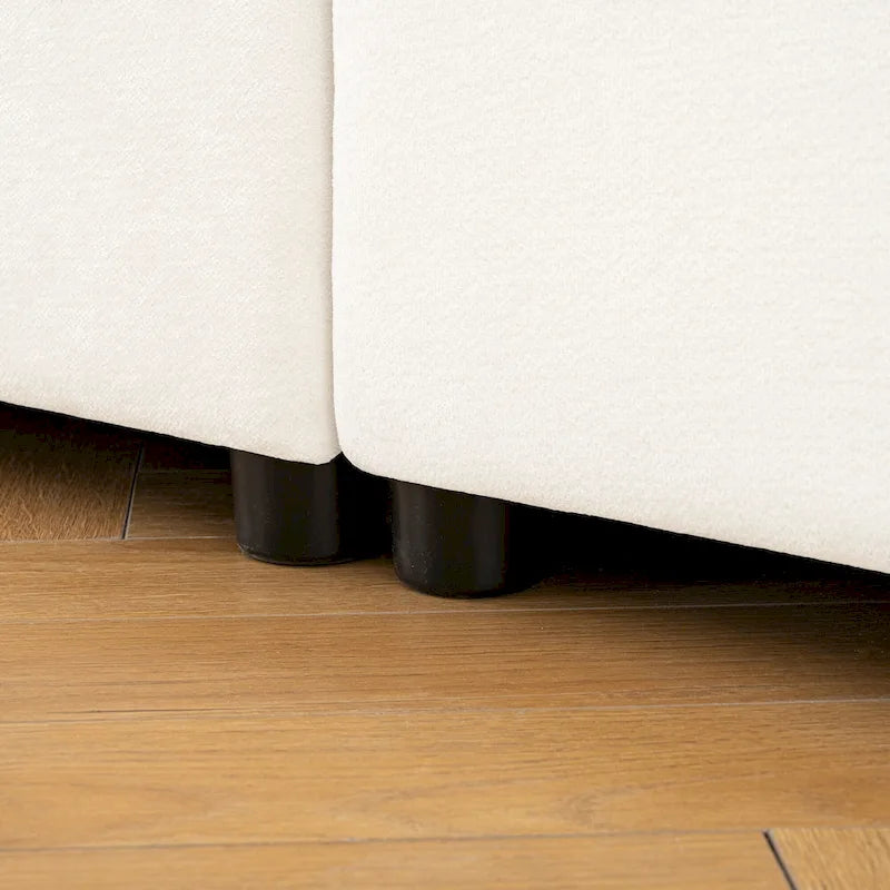 142.5 Chenille Upholstered L-Shaped Modular Sectional Sofa with Storage Seat, DIY Combination