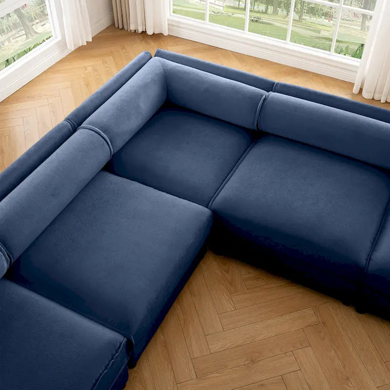 142.5 Chenille Upholstered L-Shaped Modular Sectional Sofa with Storage Seat, DIY Combination