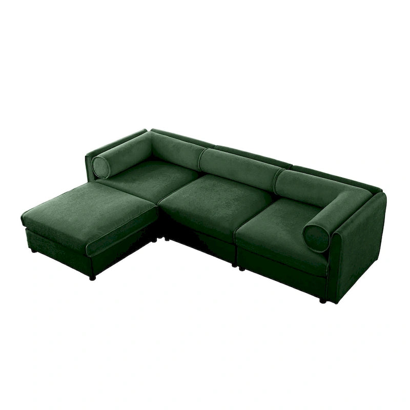 109 Chenille Upholstered L-Shaped Modular Sectional Sofa with Storage Seat, DIY Combination