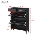 Large size Shoe Cabinet,Free Standing Tipping Bucket Shoe Rack Organizer with 2 Flip Drawers&2 Drawer