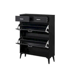 Large size Shoe Cabinet,Free Standing Tipping Bucket Shoe Rack Organizer with 2 Flip Drawers&2 Drawer