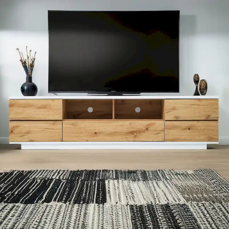 Adley 80-Inch Modern TV Stand with Concealed Storage by GDFStudio