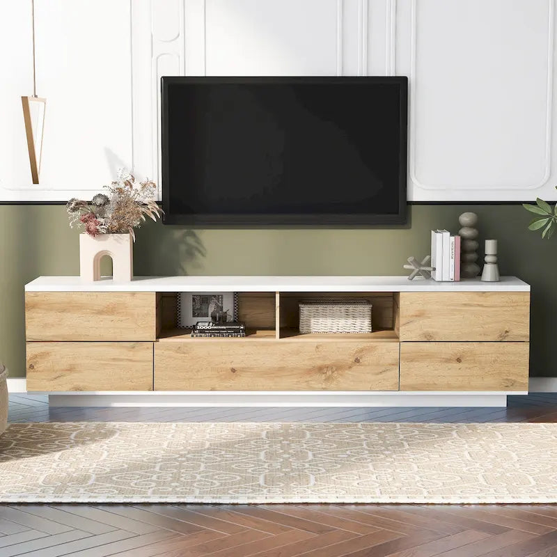 Adley 80-Inch Modern TV Stand with Concealed Storage by GDFStudio