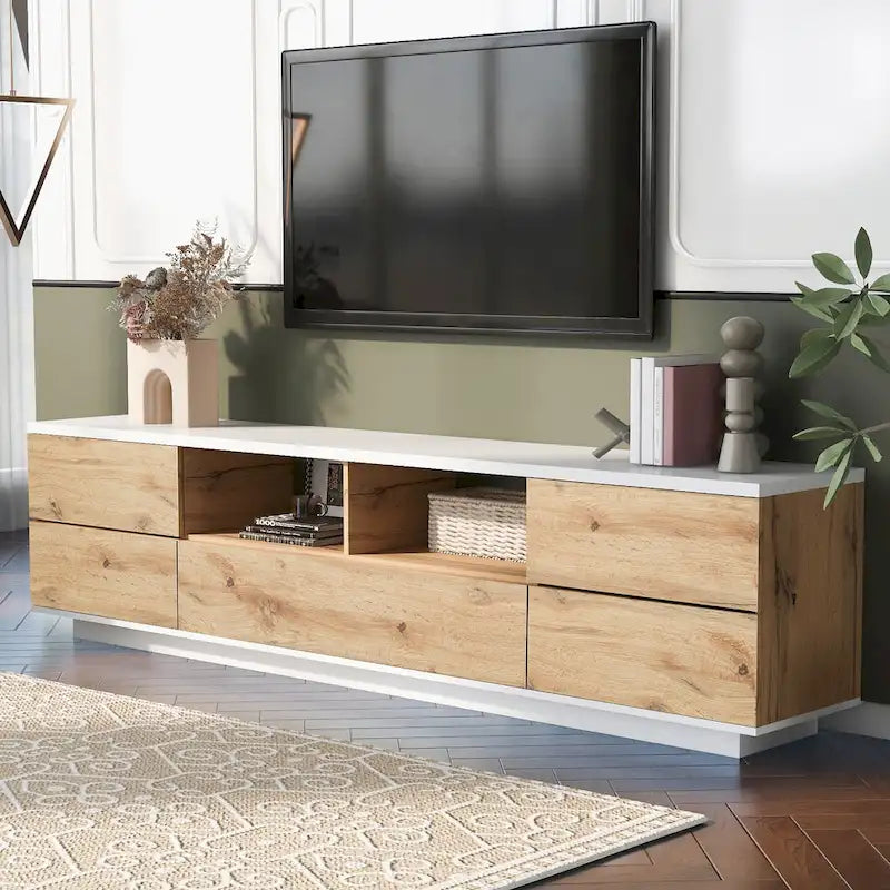 Adley 80-Inch Modern TV Stand with Concealed Storage by GDFStudio