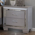 1pc Nightstand Silver Bedside Table LED Light