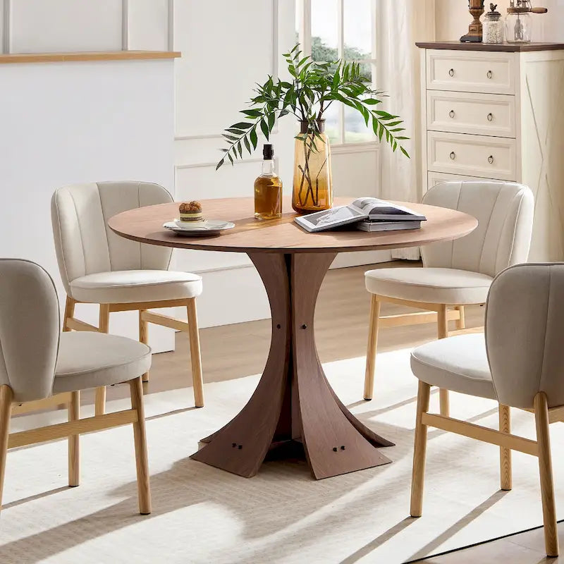 Wooden Frame Upholstered Shell Dining Chairs set of 2