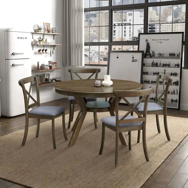 Wooden X Back Dining Chairs Set of 2