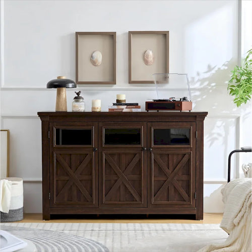 3 Doors Cabinet Large Buffet Sideboard Cabinet, Bar Wine Cabinet,Buffet Cabinet Table Coffee Bar Wine Bar Storage Space Cabinet