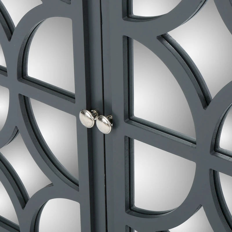 Firwood Mirror Finished Double Door Cabinet, Charcoal Grey