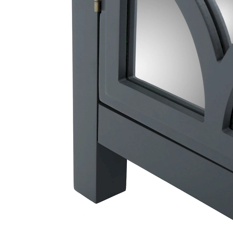 Firwood Mirror Finished Double Door Cabinet, Charcoal Grey