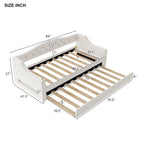 Upholstered Twin XL Size Daybed with LED Belt and Trundle, Gray