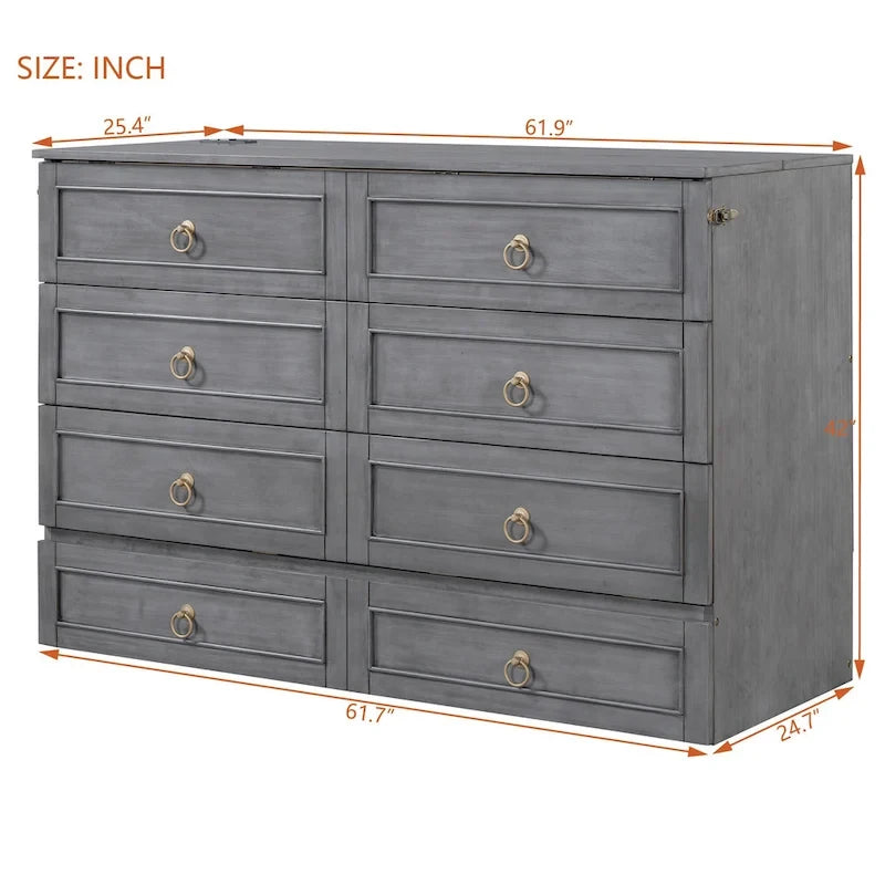 Queen Murphy Bed with Large Drawers