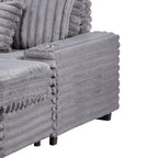 Symphony 67W Corduroy Oversized Sofa Chaise Lounge Chair with Cupholders and USB Charging Port