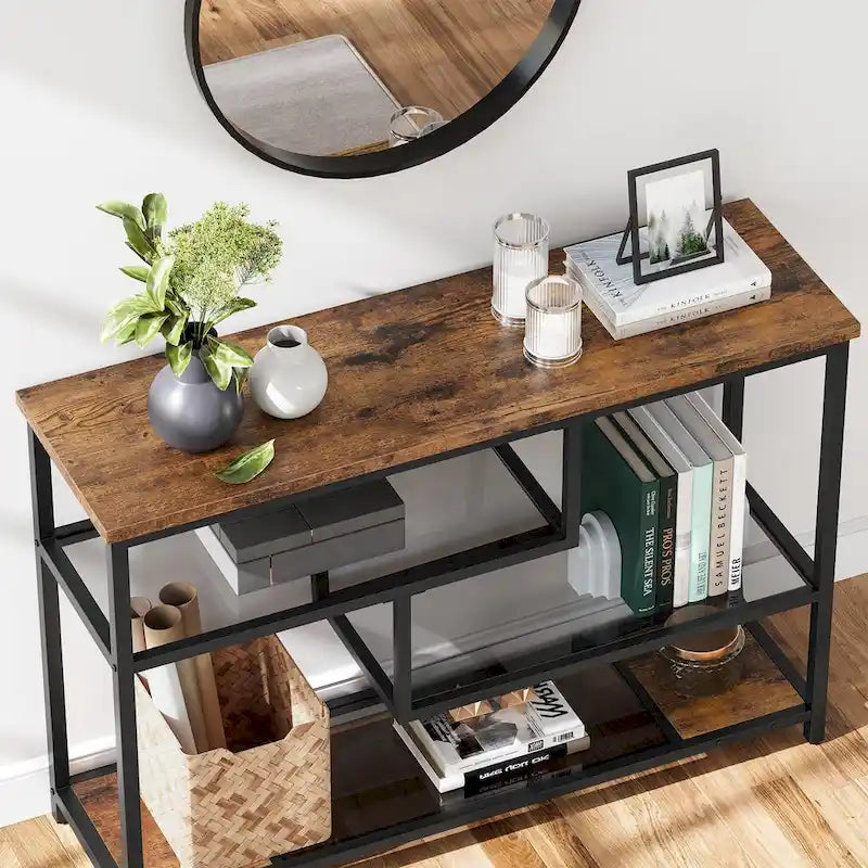Entryway Table, 4-Tier Console Table with Storage Shelves