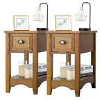 Gymax Set of 2 Contemporary Side End Table Compact Table w/ Drawer - 13 X 22 X 23 (L X W X H)