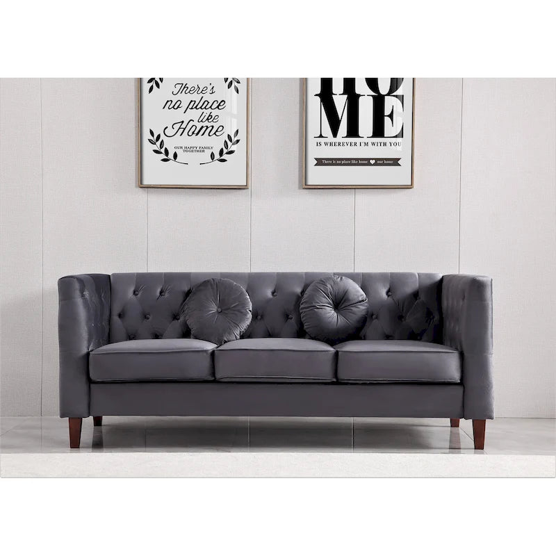 US PRIDE FURNITURE Velvet Classic Chesterfield Sofa with Wood legs