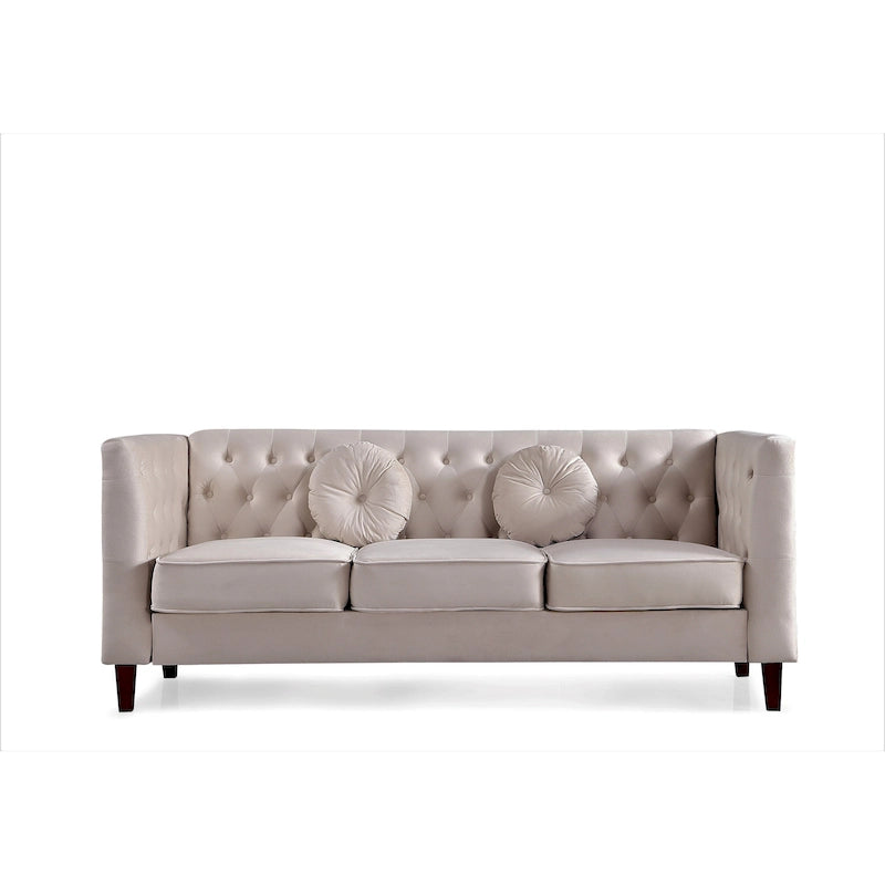 US PRIDE FURNITURE Velvet Classic Chesterfield Sofa with Wood legs