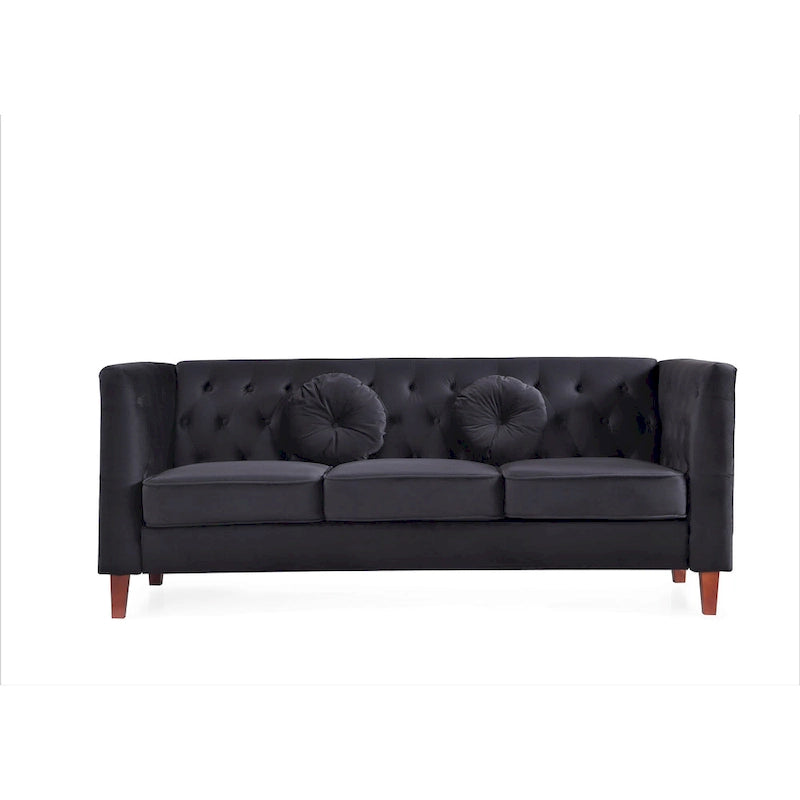 US PRIDE FURNITURE Velvet Classic Chesterfield Sofa with Wood legs