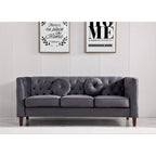 US PRIDE FURNITURE Velvet Classic Chesterfield Sofa with Wood legs