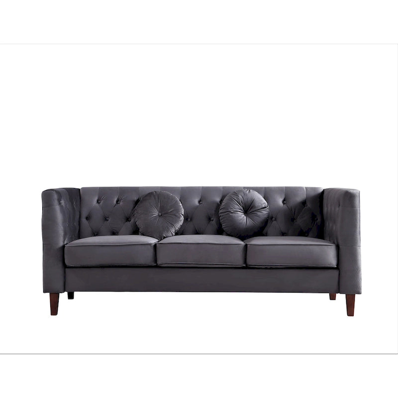 US PRIDE FURNITURE Velvet Classic Chesterfield Sofa with Wood legs