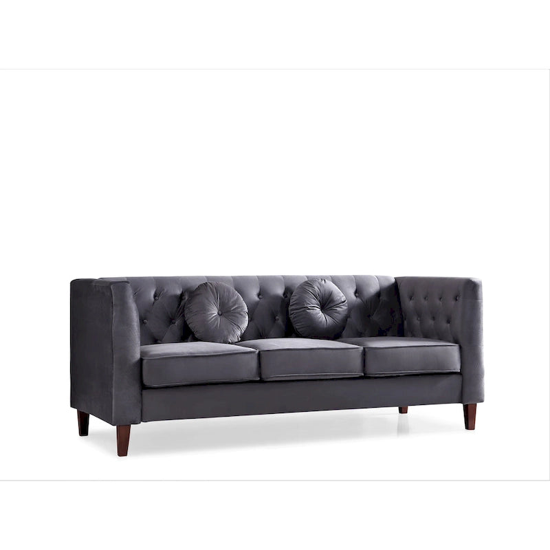 US PRIDE FURNITURE Velvet Classic Chesterfield Sofa with Wood legs