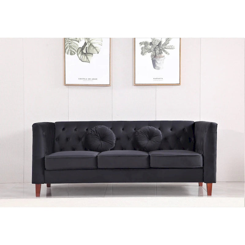 US PRIDE FURNITURE Velvet Classic Chesterfield Sofa with Wood legs