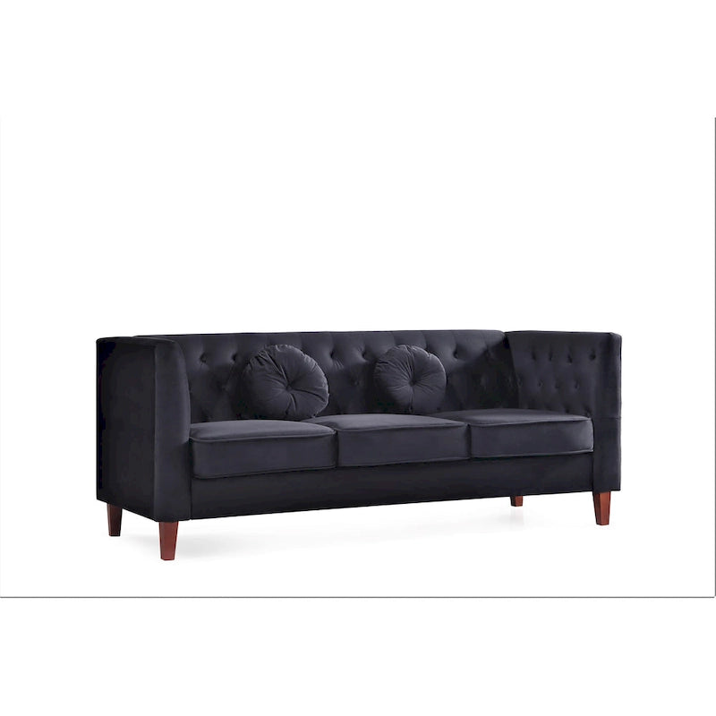 US PRIDE FURNITURE Velvet Classic Chesterfield Sofa with Wood legs
