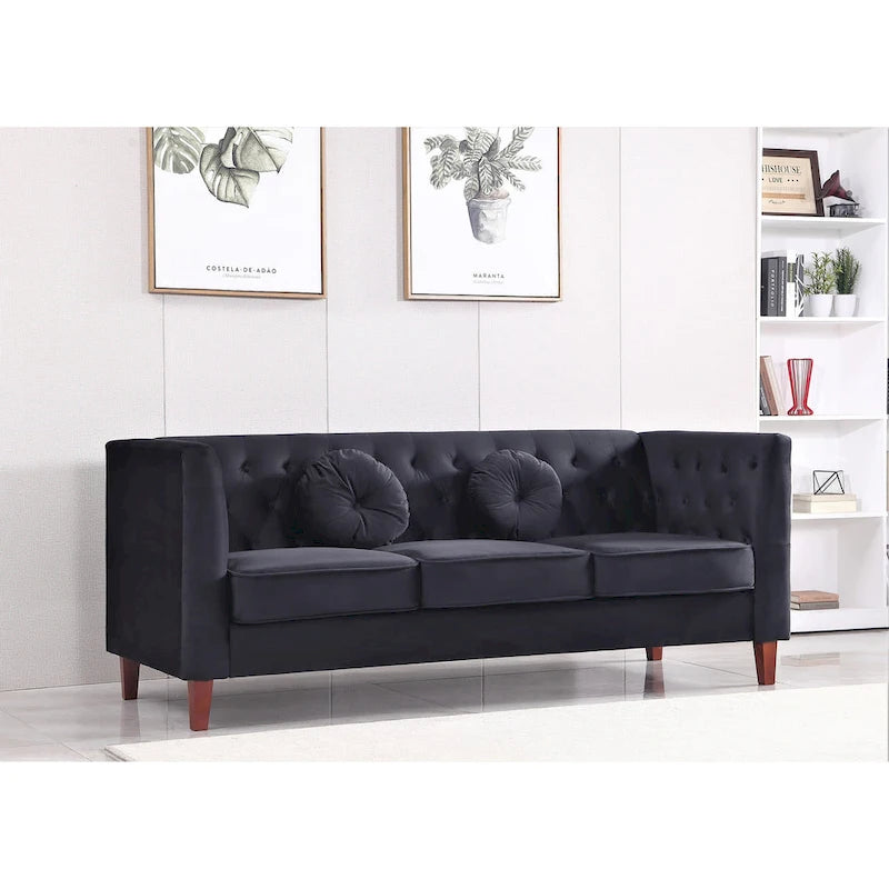 US PRIDE FURNITURE Velvet Classic Chesterfield Sofa with Wood legs
