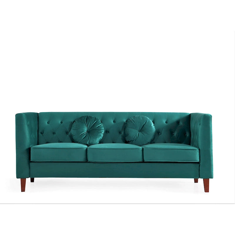 US PRIDE FURNITURE Velvet Classic Chesterfield Sofa with Wood legs