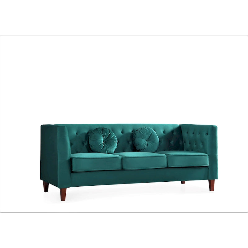 US PRIDE FURNITURE Velvet Classic Chesterfield Sofa with Wood legs