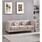 US PRIDE FURNITURE Velvet Classic Chesterfield Sofa with Wood legs