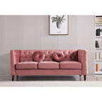 US PRIDE FURNITURE Velvet Classic Chesterfield Sofa with Wood legs