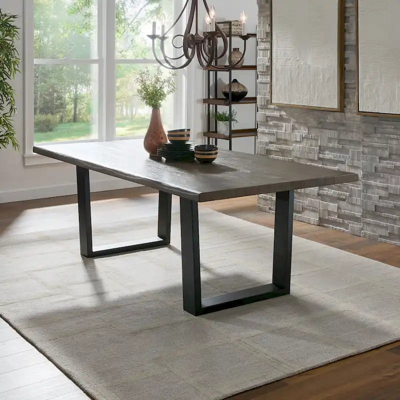 Ditmars Dark Brown Finish 84 Live Edge Dining Table by iNSPIRE Q Modern