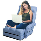 Gymax Blue Folding Lazy Sofa Floor Chair Sofa Lounger Bed with