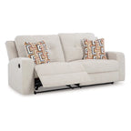 Genna Manual Reclining Sofa, Light Beige Polyester, 2 Pillows, 87 Inch