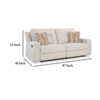 Genna Manual Reclining Sofa, Light Beige Polyester, 2 Pillows, 87 Inch
