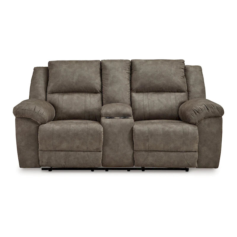 Larson Manual Double Recliner Oversize Loveseat, Brown Faux Leather