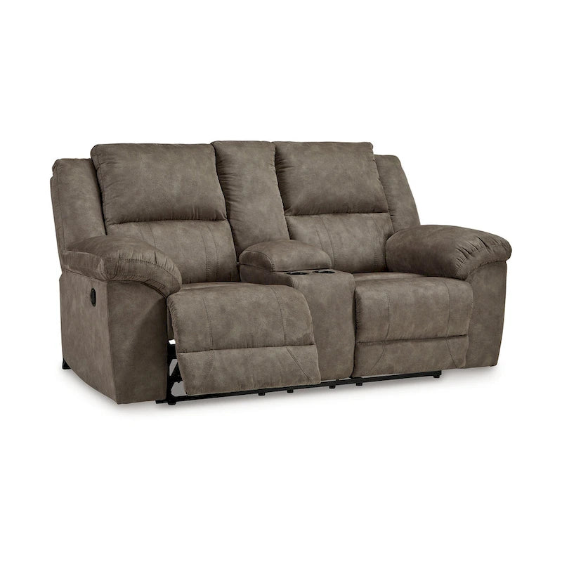 Larson Manual Double Recliner Oversize Loveseat, Brown Faux Leather
