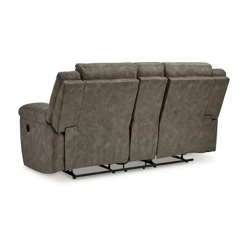 Larson Manual Double Recliner Oversize Loveseat, Brown Faux Leather