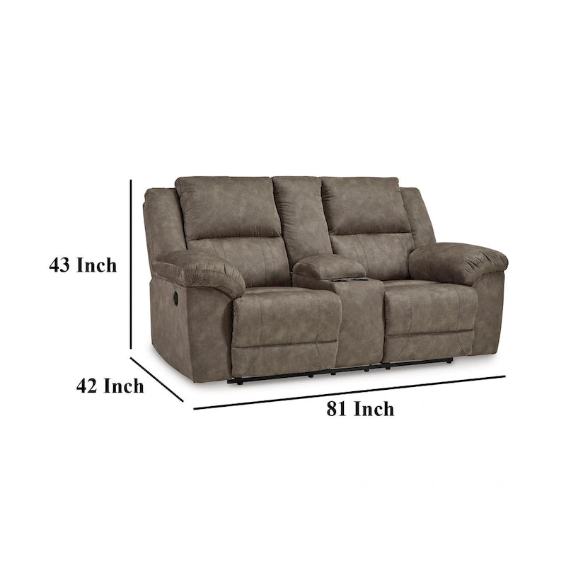 Larson Manual Double Recliner Oversize Loveseat, Brown Faux Leather