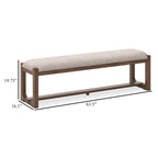 Cabal Large Dining Bench, Padded Beige Polyester, Brown Wood, 64 Inch