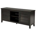 Coni TV Stand Media Cabinet, 2 Door and Shelves, Black Wood 60 Inch