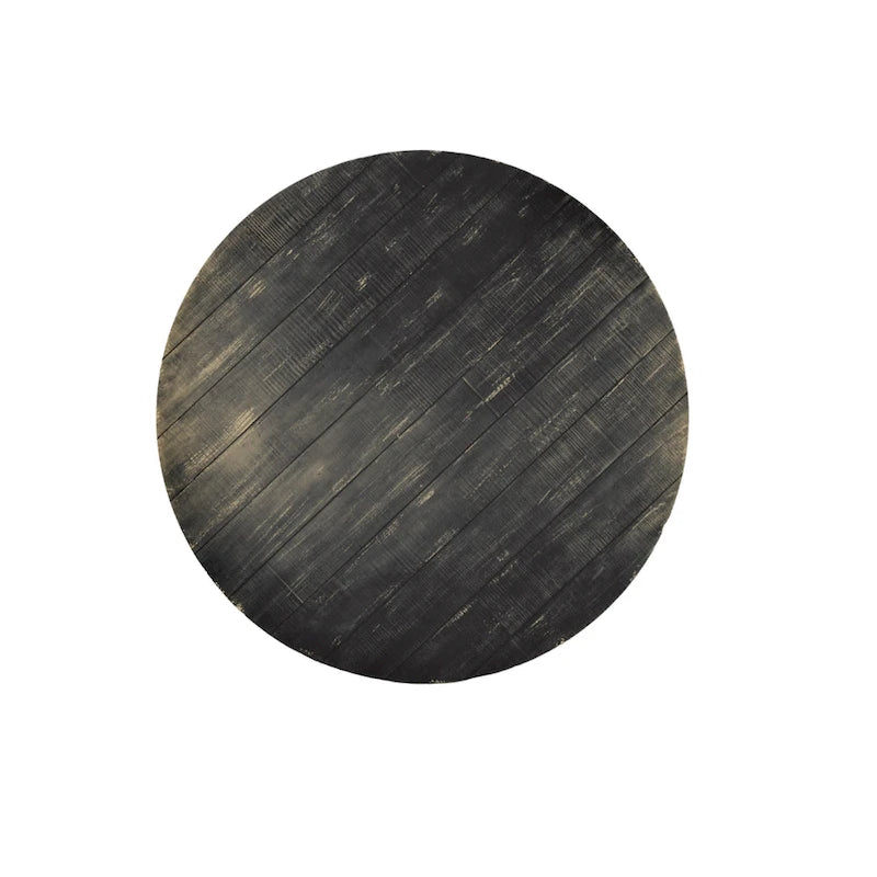 Rena Dining Table, 54 Inch Round Planked Black Smoke Mahogany Wood